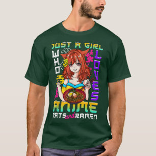 T-shirt Chats Anime et Ramen Pho Chopsticks Ado Anime Gir
