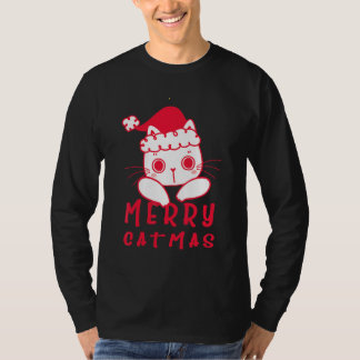 T-shirt Chats Avec Chapeau De Père Noël Joyeux Catmas Chat