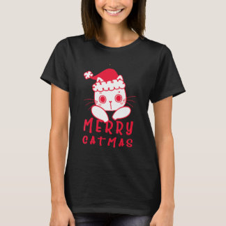 T-shirt Chats Avec Chapeau De Père Noël Joyeux Catmas Chat