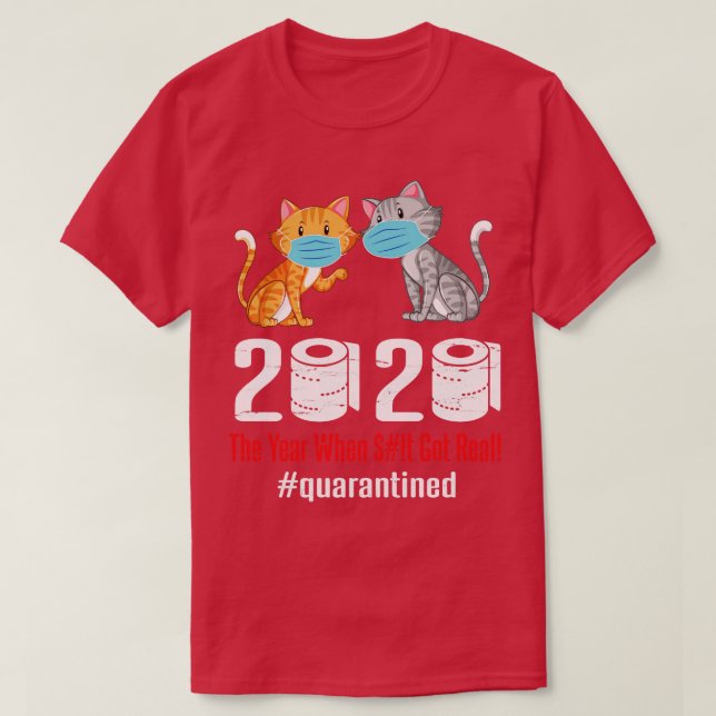 T-shirt Chats Avec Masque Visage Danse 2020 Papier toilett (Design devant)