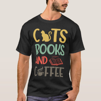 T-shirt Chats Backprint Livres et Café Chats Livres et Caf