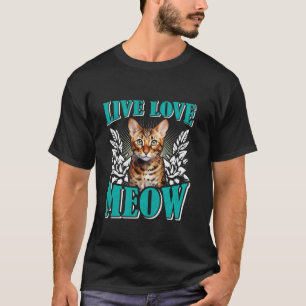 T-shirt Chats Bengal LIVE LOVE MIAOU Propriétaire de chat