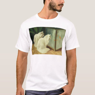 T-shirt Chats blancs observant le poisson rouge