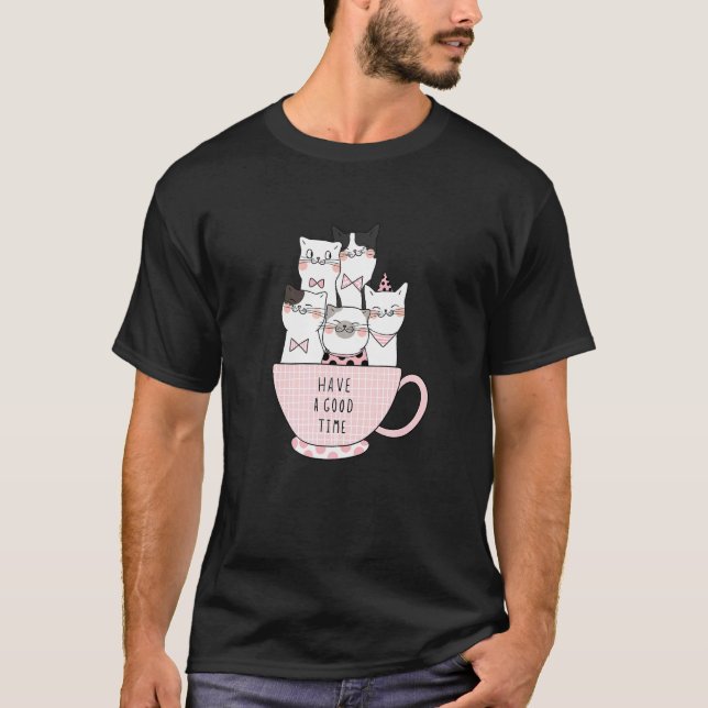 T-shirt Chats Bon Temps Café et Baristas (Devant)