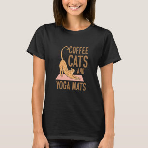 T-shirt Chats Café Et Tapis De Yoga Chats De Yoga