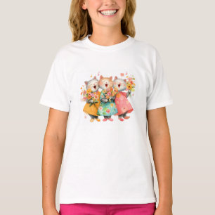 T-shirt Chats chantants tenant des bouquets
