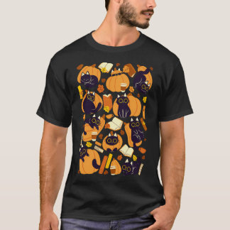 T-shirt Chats Citrouilles Et Livres