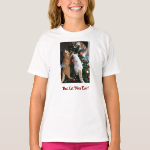 T-shirt Chats dans un arbre de Noël personnalisé