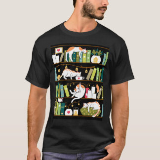 T-shirt Chats de bibliothèque - chats fantaisistes sur les