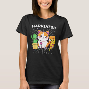 T-shirt Chats de bonheur Plantes Pizza Drôle