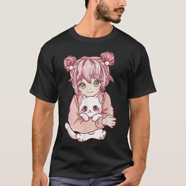 T-shirt Chats de chats pour fille Anime Kawaii (Devant)