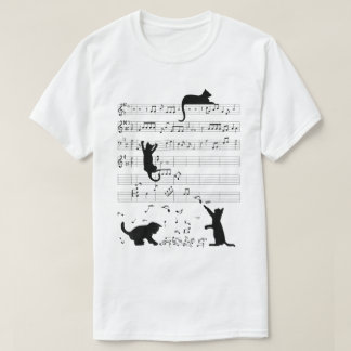 T-shirt Chats de musique ludiques Notes de musique drôles 
