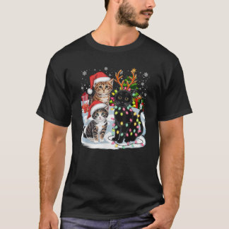 T-shirt Chats de Noël amusants Père Noël Casquettes Noël F