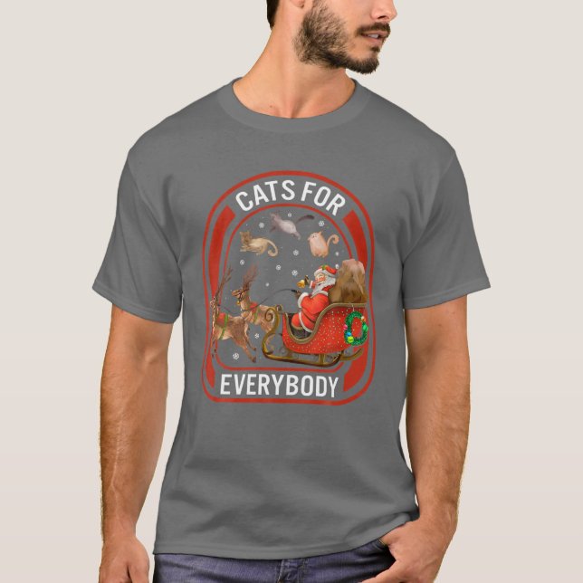 T-shirt Chats De Noël Pour Tout Le Monde Père Noël Reindee (Devant)