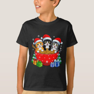 T-shirt Chats de Noël Ramen Chatons Anime Noël Pour Hommes