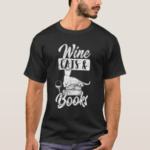 T-shirt Chats de vin & livres Chat Vin Chat bouquineur
