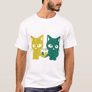 T-shirt Chats d'emballeurs - verts et Camo jaune