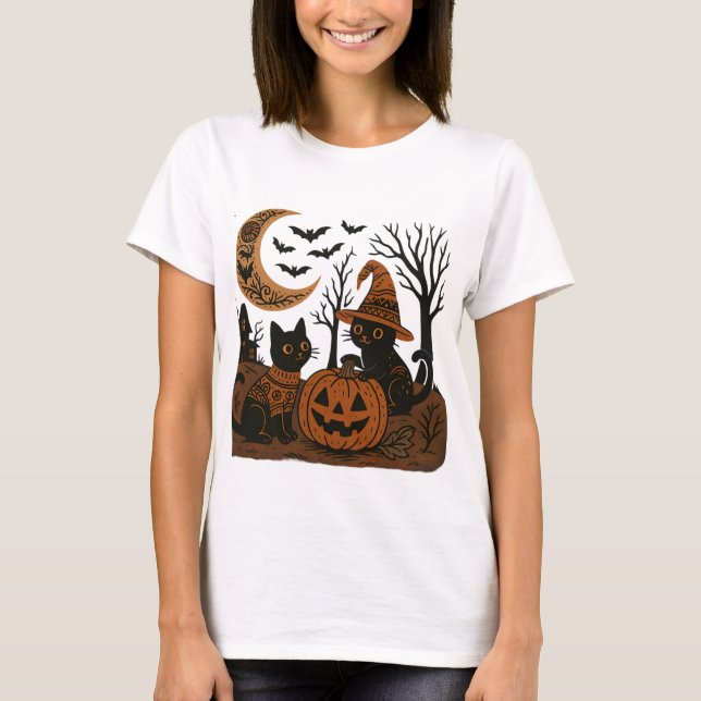T-shirt Chats d'Halloween (Devant)