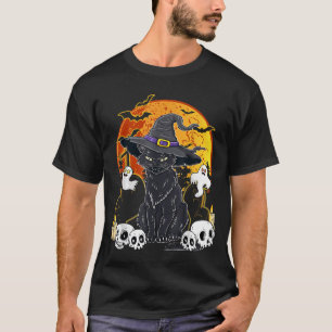T-shirt Chats d'Halloween avec sorcière Casquette du costu