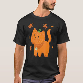 T-shirt Chats d'Halloween mignons Costume de citrouille po