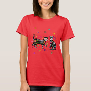 T-shirt Chats Dia De Los Muertos