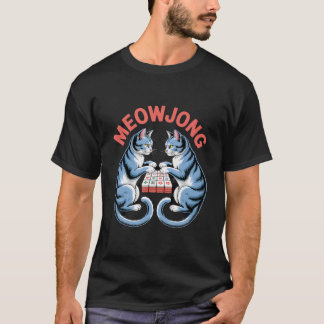 T-shirt Chats drôles de Meowjong jouant aux tuiles de Mahj