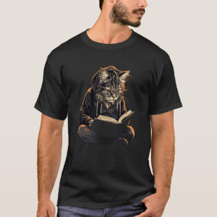 T-shirt Chats drôles lisant un livre graphique Chat Chaton
