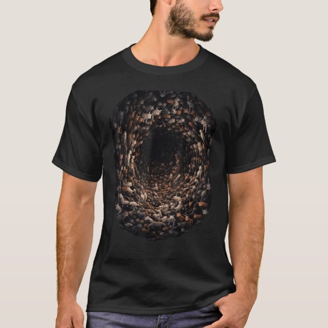 T-shirt Chats en Trou Noir Drôle Amoureux des chats Chat M (Devant)