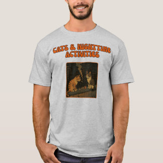 T-shirt Chats et activités nocturnes - Retro Funny Cat Art