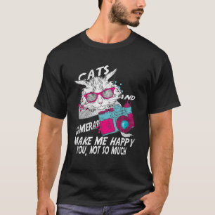 T-shirt Chats Et Caméras Me Rendent Heureux, Pas Tant Vi