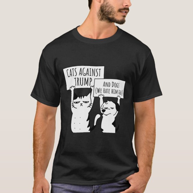 T-shirt Chats Et Chiens Contre Trump (Devant)
