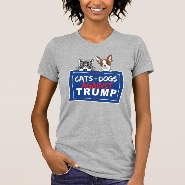 T-SHIRT CHATS ET CHIENS CONTRE TRUMP (Devant)