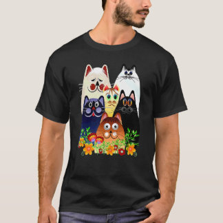 T-shirt Chats et fleur
