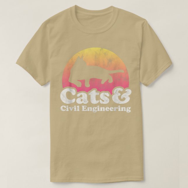 T-shirt Chats et génie civil Chat et génie civil  (Design devant)
