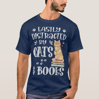 T-shirt Chats Et Livres Facilement DistraitsChat Et Louveu