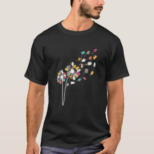 T-shirt Chats et livres Fleur de pissenlit Lecture de chat