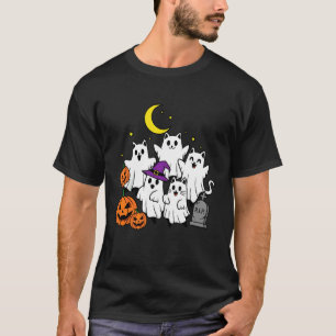 T-shirt Chats fantômes mignons et citrouilles Cimetière Am