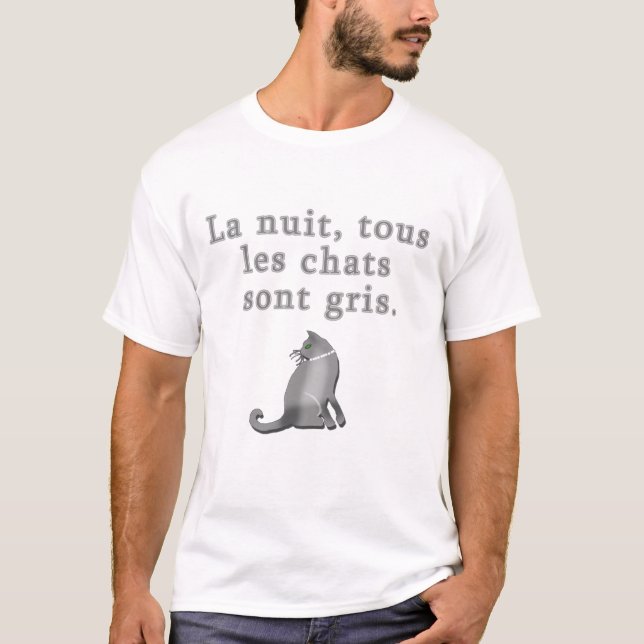 T-shirt Chats français indiquant des produits (Devant)