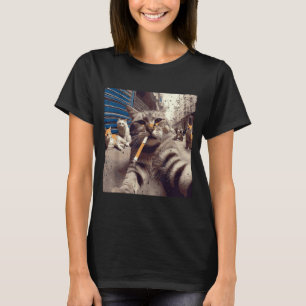 T-shirt Chats Gangster Rues Chats Selfie Drôle Mème Humour