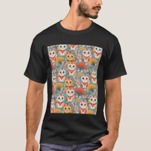 T-shirt Chats japonais mignons et fleurs de cerisier