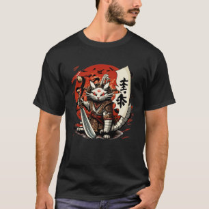 T-shirt Chats Japonais Samouraï Guerrier Katana Épée de Sa