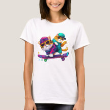 Chats Jouer Skateboard porter des lunettes Hip hop