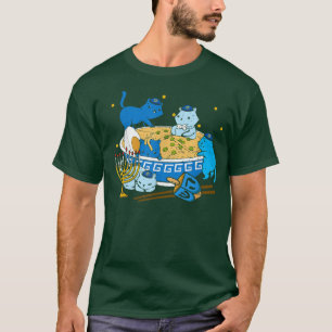 T-shirt Chats juifs Ramen Kitten Anime Hanoukka Pajamas Ch