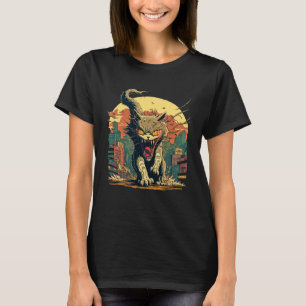 T-shirt Chats Kaiju Attaque Monstre sur la ville de Tokyo