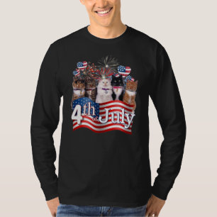 T-shirt Chats Kitten Heart Firework Drapeau Américain 4e D