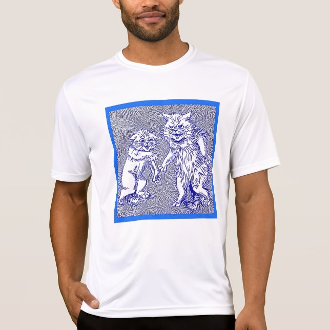 T-shirt Chats Kitty en bleu par Louis Wain (Devant)