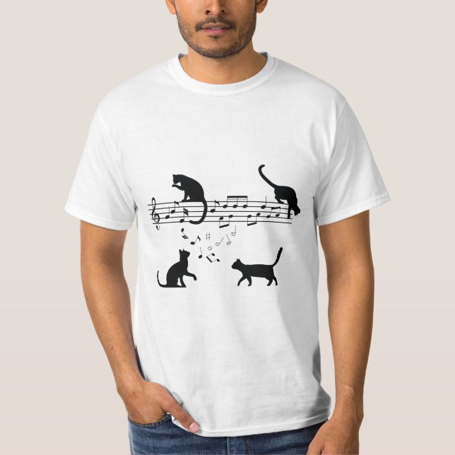 T-shirt Chats Lecture de notes musicales (Devant)