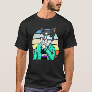 T-shirt Chats Lunettes de soleil Drapeau d'égalité Asexual