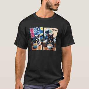 T-shirt Chats mangent Ramen u2013 Art Nuit étoilée, Kanaga