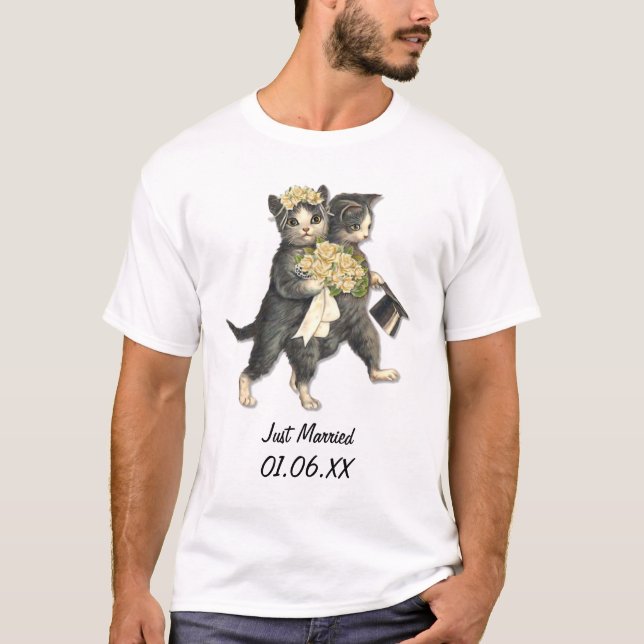 T-shirt Chats mariages - Juste Marié Personnaliser (Devant)